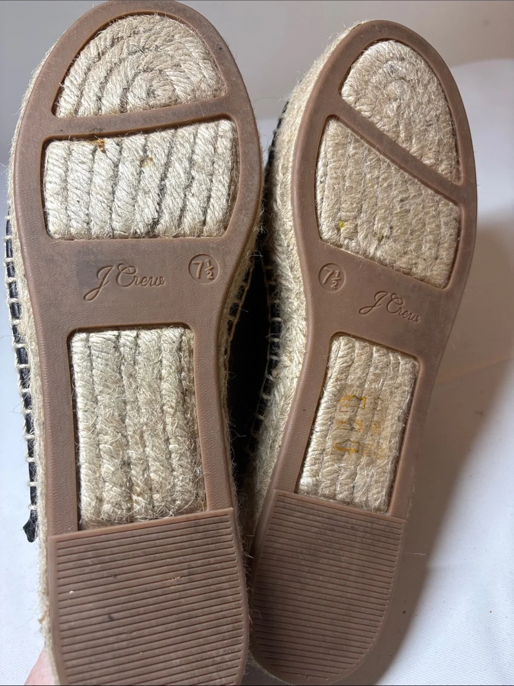 J. crew Black Leather and Jute Espadrille Mule Size 7.5